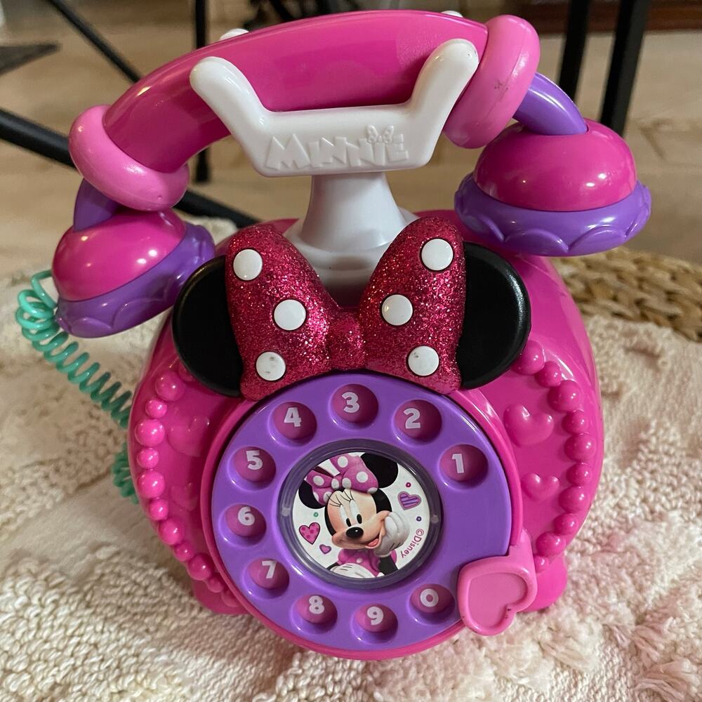 Disney Junior Minnie Mouse Ring Me Rotary Phone Lights & Sounds Working